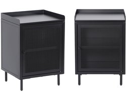 sweeek - Set van 2 nachtkastjes met geperforeerde deur, metaal, industrieel - ohio