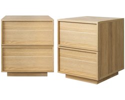 sweeek - Set van 2 nachtkastjes met hout-effect 2 laden l 42 x d 38 x h 48cm - kuba