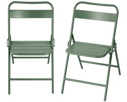 sweeek - Set van 2 opklapbare tuinstoelen metaal - amélia