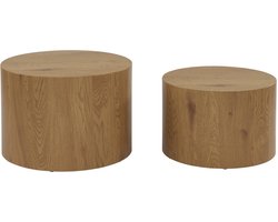 sweeek - Set van 2 ronde salontafels met eikeneffect sylva