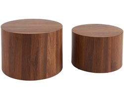 sweeek - Set van 2 ronde salontafels met houteffect - sylva