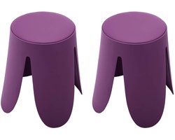 sweeek - Set van 2 stapelbare krukken in kunstleer, niki, ø30 / 44 x h46cm