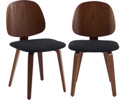 sweeek - Set van 2 stoelen, gebogen hout en gestructureerd krullend ontwerp