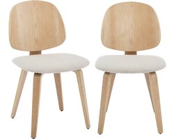 sweeek - Set van 2 stoelen, gebogen hout en gestructureerd krullend ontwerp