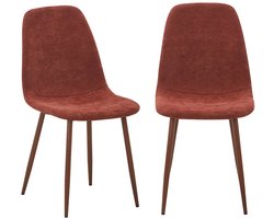 sweeek - Set van 2 stoelen met walnootkleurig houtdecor en stof - vera