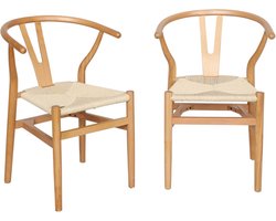 sweeek - Set van 2 stoelen van hout met touw vintage - cecile