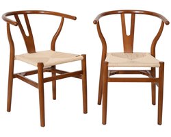 sweeek - Set van 2 stoelen van hout met touw vintage - cecile