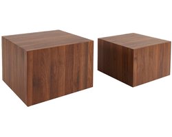 sweeek - Set van 2 vierkante salontafels met houteffect - sylva