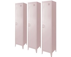 sweeek - Set van 3 industriële metalen kasten 4 vakken 1 deur 38cm - soho