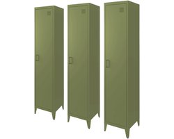 sweeek - Set van 3 industriële metalen kasten 4 vakken 1 deur 38cm - soho
