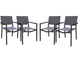 sweeek - Set van 4 aluminium en textilene tuinstoelen, antraciet kleurig