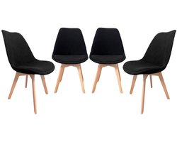 sweeek - Set van 4 corduroy scandinavische stoelen, poten van beukenhout - nils