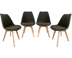sweeek - Set van 4 corduroy scandinavische stoelen, poten van beukenhout - nils