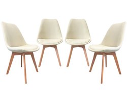 sweeek - Set van 4 corduroy scandinavische stoelen, poten van beukenhout - nils