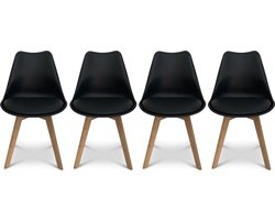 sweeek - Set van 4 kuipstoelen met houten poten scandinavisch design - nils