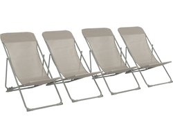 sweeek - Set van 4 opklapbare stoelen van staal / textileen 83 x 88 x 95 cm - livorno