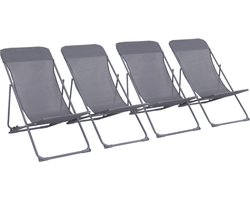 sweeek - Set van 4 opklapbare stoelen van staal / textileen 83 x 88 x 95 cm - livorno