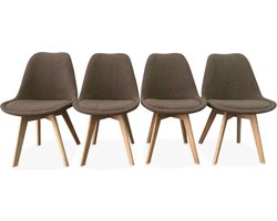 sweeek - Set van 4 scandinavische stoelen met bouclé, poten van beukenhout - nils