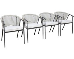 sweeek - Set van 4 stapelbare stoelen van staal en touw - liora