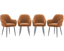 sweeek - Set van 4 stoelen in corduroy met matzwarte metalen poten, l 57 x d 59 x h 84,5