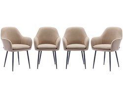 sweeek - Set van 4 stoelen in corduroy met matzwarte metalen poten, l 57 x d 59 x h 84,5