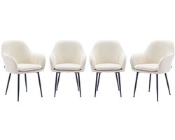 sweeek - Set van 4 stoelen in corduroy met matzwarte metalen poten, l 57 x d 59 x h 84,5