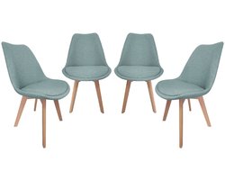 sweeek - Set van 4 stoffen scandinavische stoelen, poten van beukenhout - nils