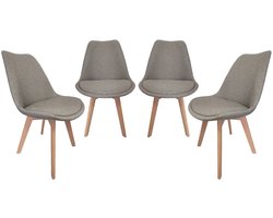 sweeek - Set van 4 stoffen scandinavische stoelen, poten van beukenhout - nils