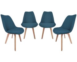 sweeek - Set van 4 stoffen scandinavische stoelen, poten van beukenhout - nils