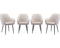 sweeek - Set van 4 velours fauteuils met matzwarte metalen poten, shella, l 57 x d 59 x h 84,5