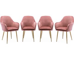 sweeek - Set van 4 velours fauteuils met matzwarte metalen poten, shella, l 57 x d 59 x h 84,5