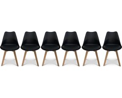 sweeek - Set van 6 kuipstoelen met houten poten scandinavisch design - nils