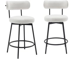 sweeek - Set van twee barstoelen met draaibare zitting van zwart metaal en stof - iris