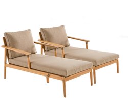 sweeek - Set van twee ligbedden van acaciahout en touw - cordelia