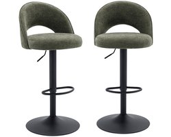 sweeek - Set van twee verstelbare barstoelen van stof, metalen zwarte basis - abby