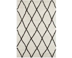 sweeek - Shaggy geruit binnenkleed, berberse stijl, wit en zwart - robby