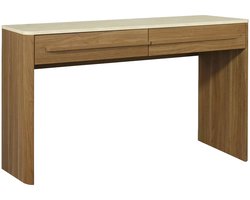 sweeek - Sidetable met 2 lades houtdecor en travertin-effect 120cm - aretha