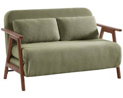 sweeek - Slaapbank 2 plaatsen rubberhout walnootkleur en boucléstof l 133 x b 81 x h 84cm - sven