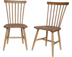 sweeek - Stoel natuurlijk rubberhout, romie, set van 2