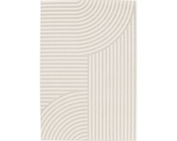 sweeek - Tapijt voor binnen en buiten, beige boogpatroon, 100% gerecycled polyester