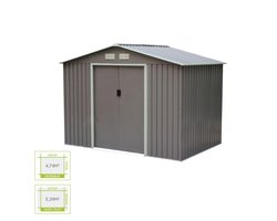 sweeek - Tuinhuis van metaal - ferrain 5,29m² - gereedschapsschuur met twee grote schuifdeuren, vloerverankeringsset inbegrepen, opslaghuis, berging
