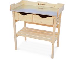 sweeek - Tuiniertafel met 2 lades, houten werkbank, zaaitafel