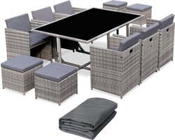 sweeek - Tuinmeubelset van geweven hars, 6-10 zitplaatsen + beschermhoes