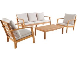 sweeek - Tuinset 5 personen van acaciahout met een bank, een tafel, twee stoelen - ushuaïa