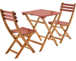 sweeek - Tuinset van acaciahout, 2 opvouwbare stoelen hilora, vierkante tafel