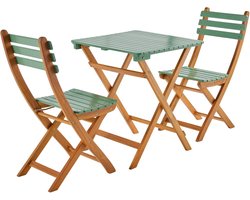sweeek - Tuinset van acaciahout met 2 opklapbare stoelen en vierkante tafel - hilora