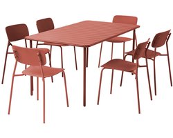 sweeek - Tuintafel + 6 stoelen metaal 160 x 90 x 72,5 cm - amélia + liva