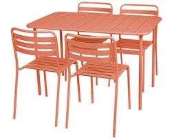 sweeek - Tuintafel en 4 stoelen metaal - amélia