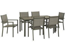 sweeek - Tuintafel en 6 stoelen aluminium 150cm - capua
