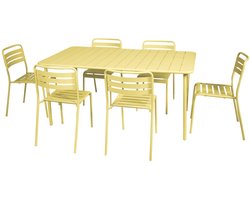 sweeek - Tuintafel en 6 stoelen metaal - amélia